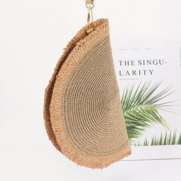 Metallic Faux Straw Clutch - Picture 2 of 4